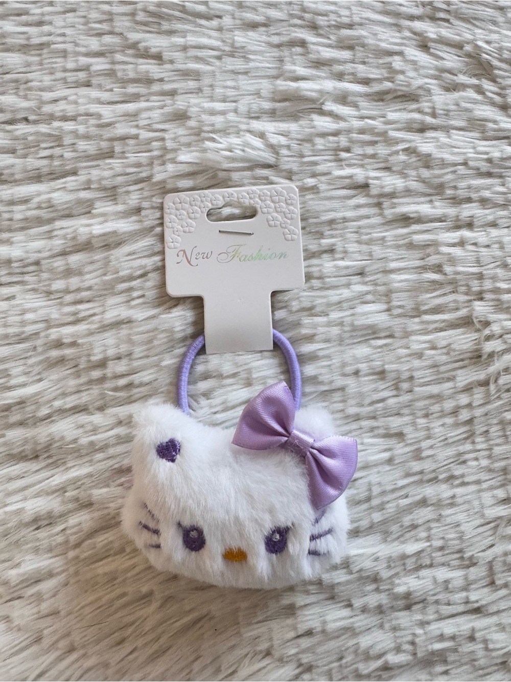 Hello Kitty White & Purple Plush Hair Tie